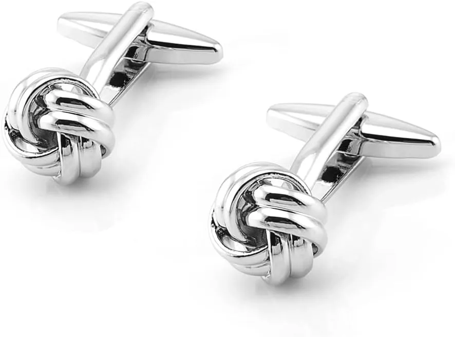 Knot Cufflinks in Gift Box Cuff Links for Men Lady Daily Wear Business Wedding Party Tuxedo Shirt Birthday Gift