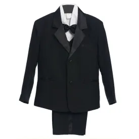 Little Boys Black 5 Piece Vest Jacket Pants Special Occasion Tuxedo Suit 2-7