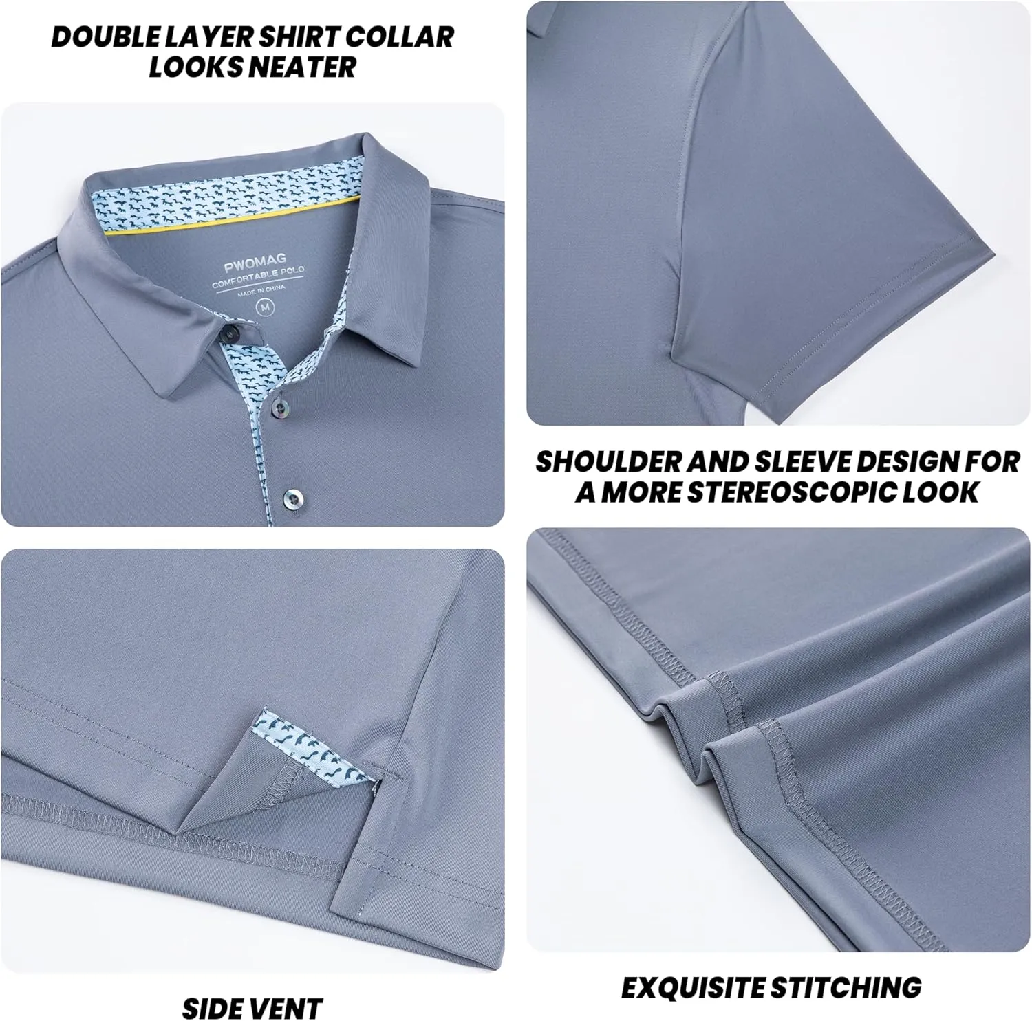 Mens Golf Shirt Short Sleeve Moisture Wicking Dry Fit Performance Casual Solid Collared Golf Polo Shirts for Men