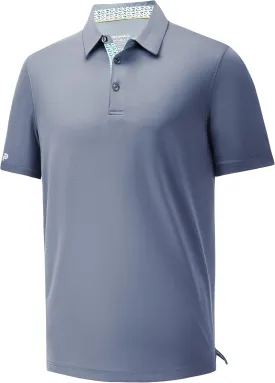 Mens Golf Shirt Short Sleeve Moisture Wicking Dry Fit Performance Casual Solid Collared Golf Polo Shirts for Men