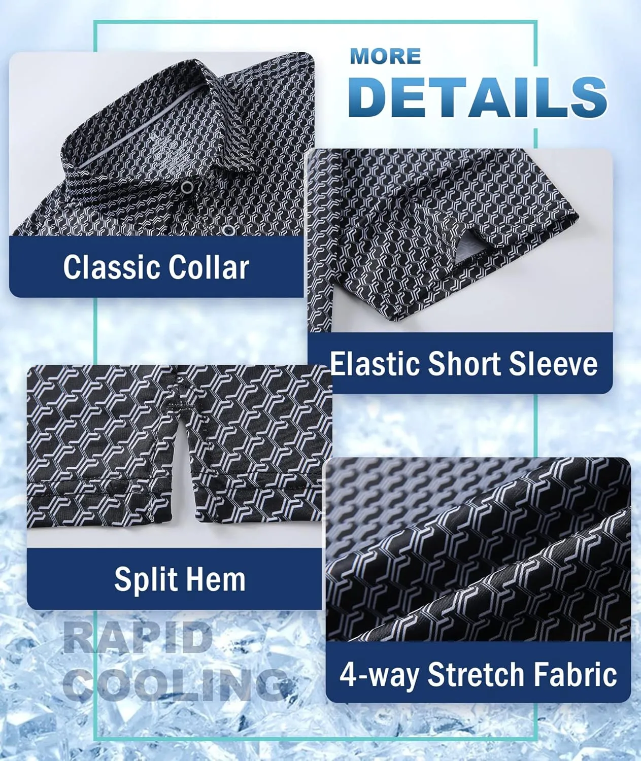 Mens Golf Shirts Short Sleeve Moisture Wicking Dry Fit Performance Athletic Polo Shirt
