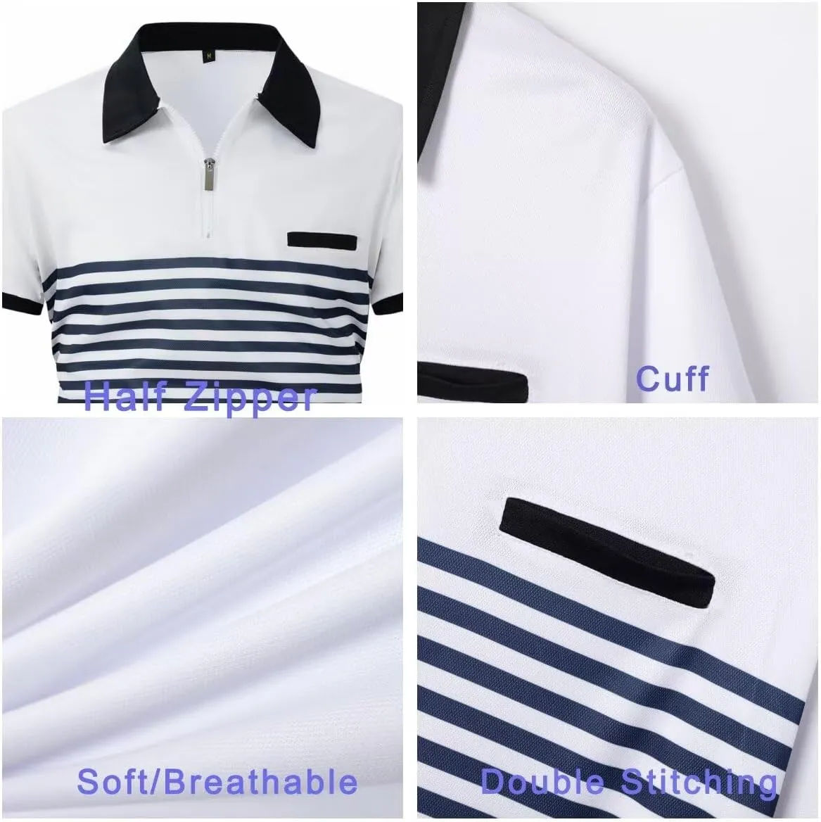 Men's Polo Shirts 2025 Short Sleeve Casual Polo T Shirt Color Block Slim Fit Golf Shirts with Pocket