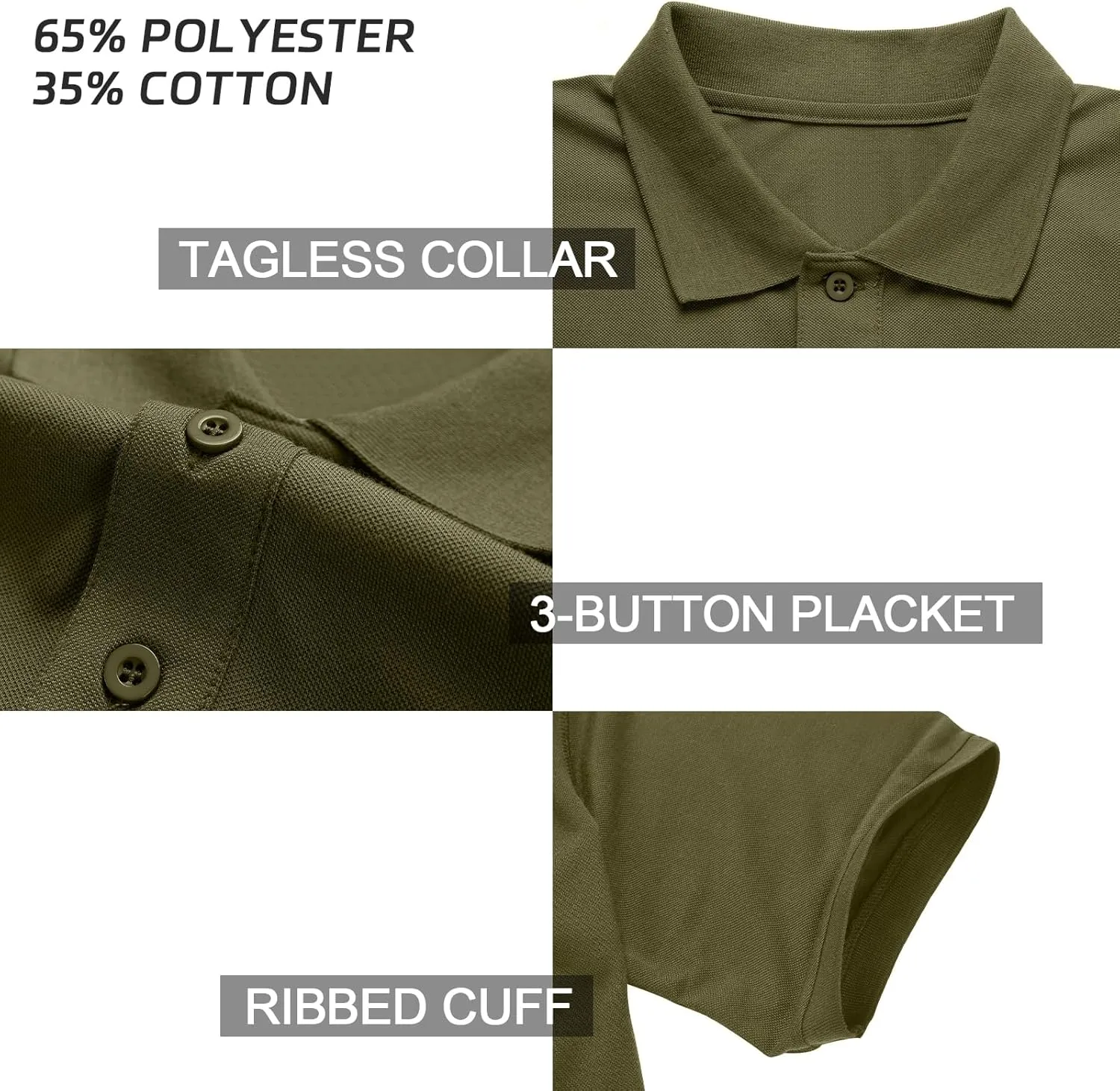 Men's Short Sleeve Polo Shirt Moisture Wicking Performance Dry Fit Golf Polo with Pocket