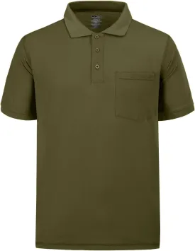 Men's Short Sleeve Polo Shirt Moisture Wicking Performance Dry Fit Golf Polo with Pocket