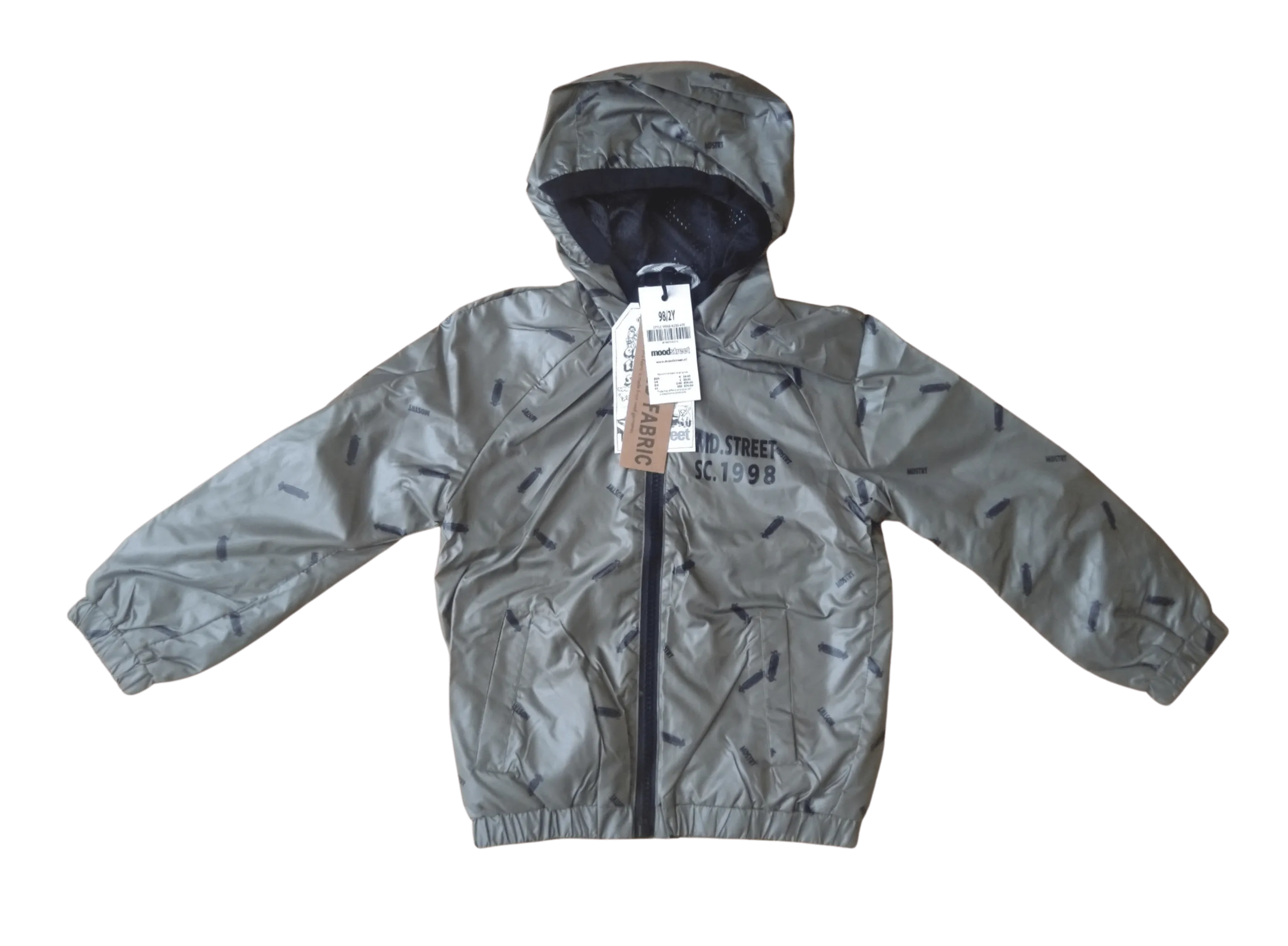 Moodstreet Raincoat Windbreaker Waterproof Hoodie, 98cm/2Y
