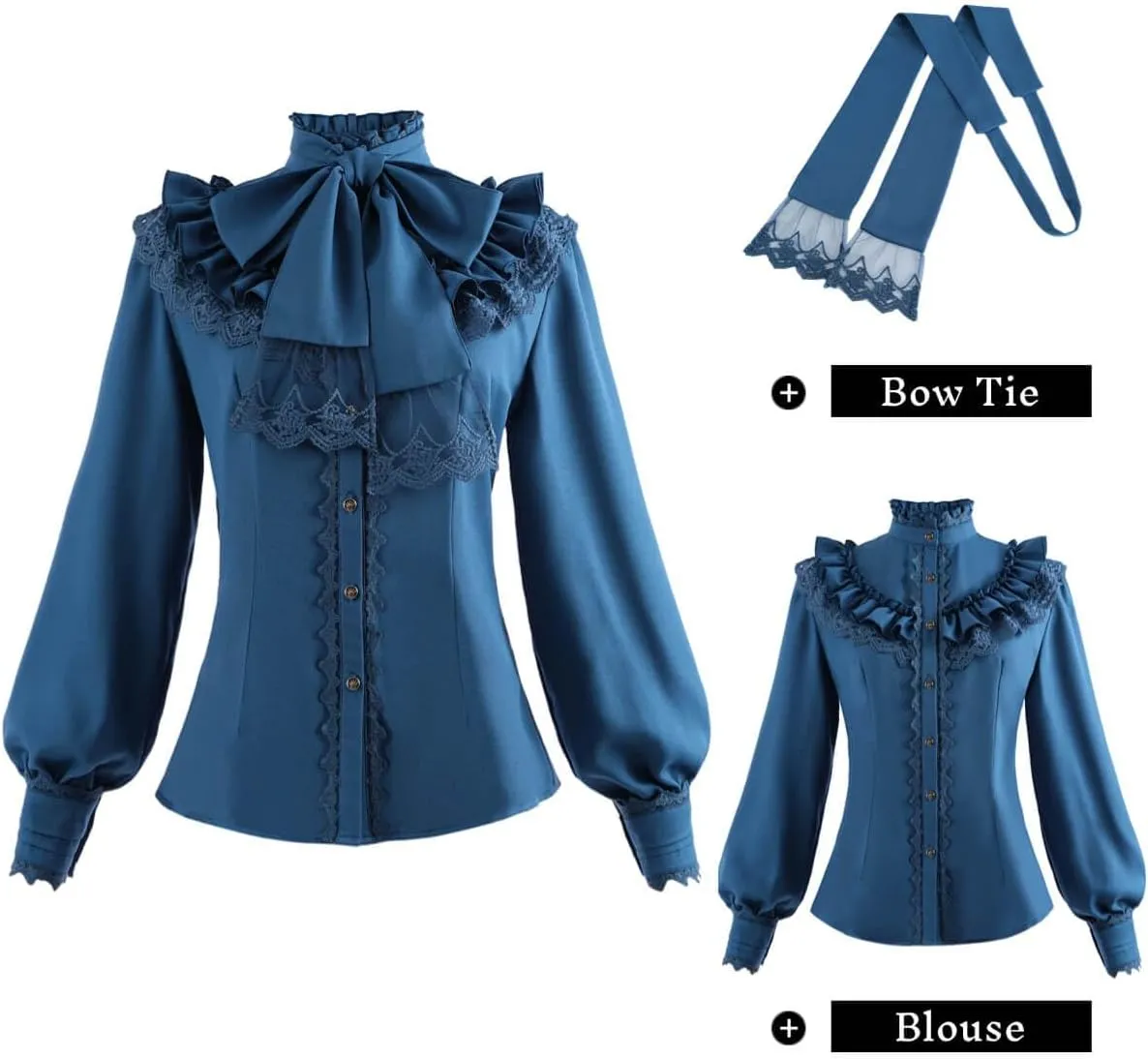 Nuoqi Victorian Blouse Womens Gothic Shirt Vintage Long Sleeve Lotus Ruffle Tops