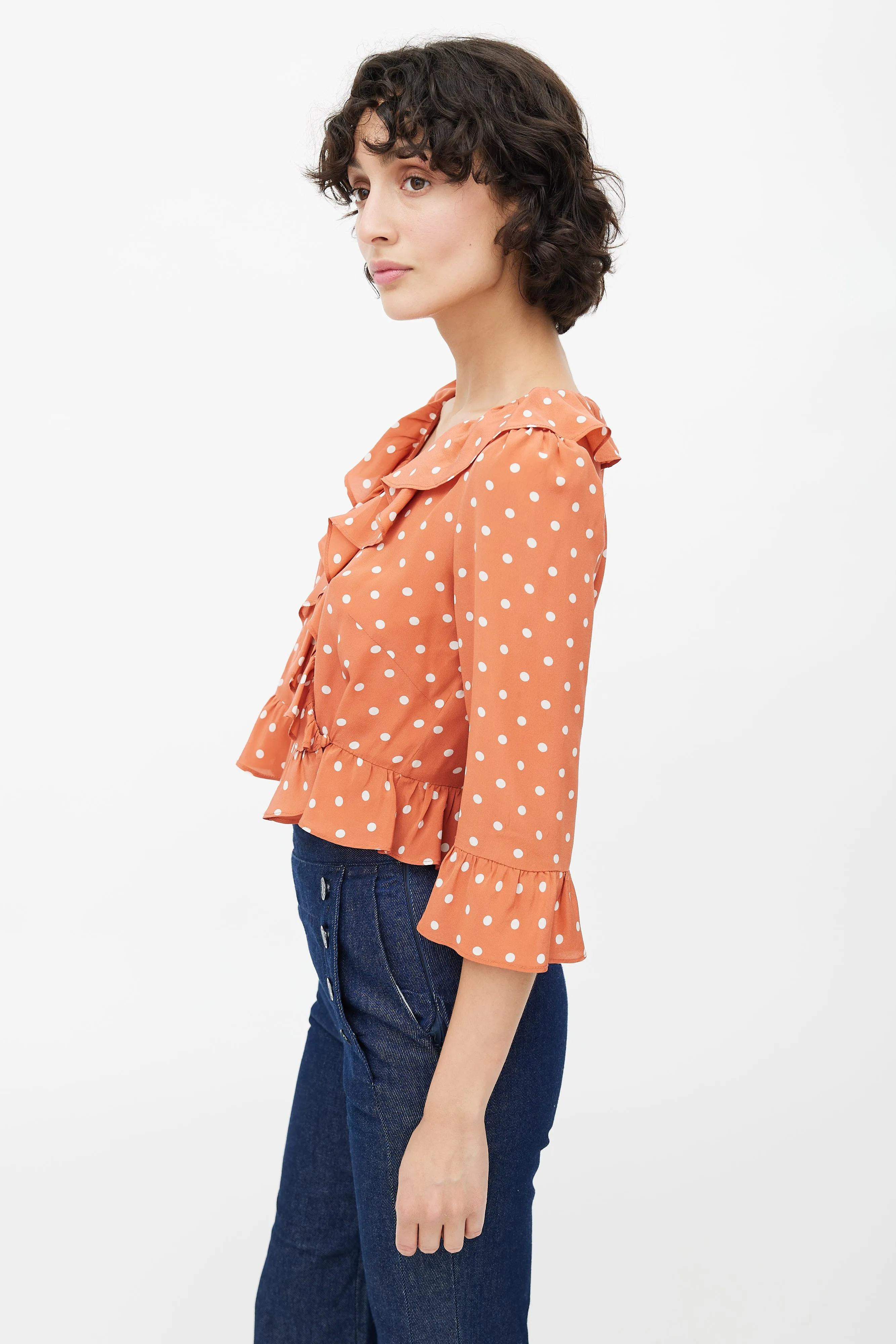 Pink Silk Polka Dot Blouse