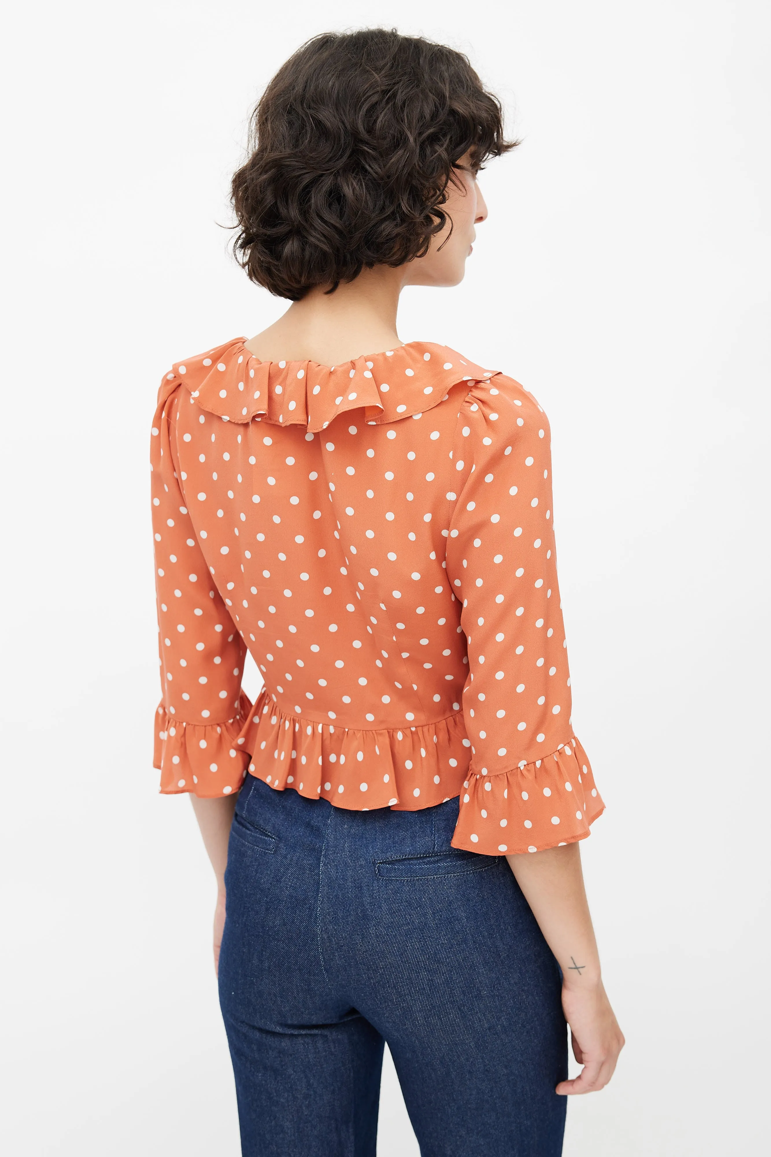 Pink Silk Polka Dot Blouse