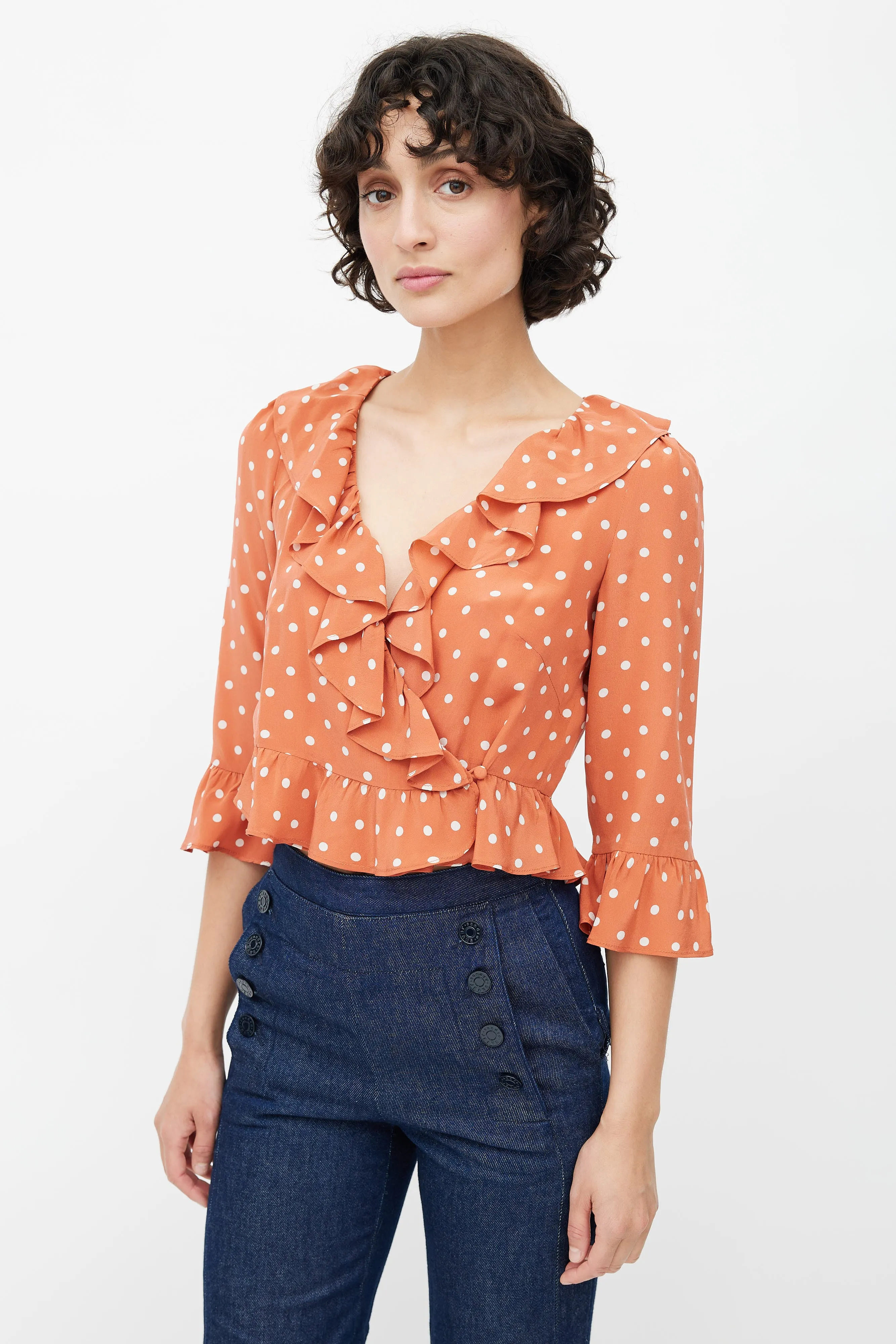 Pink Silk Polka Dot Blouse