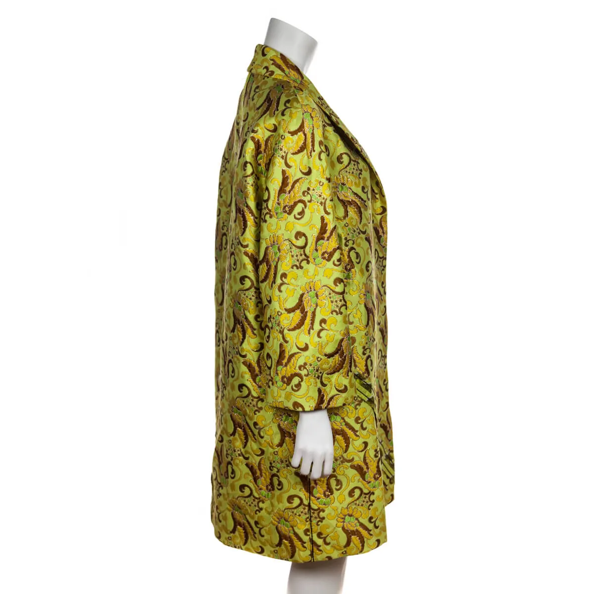 Prada Yellow & Bronze Brocade Coat Size XS | IT 38