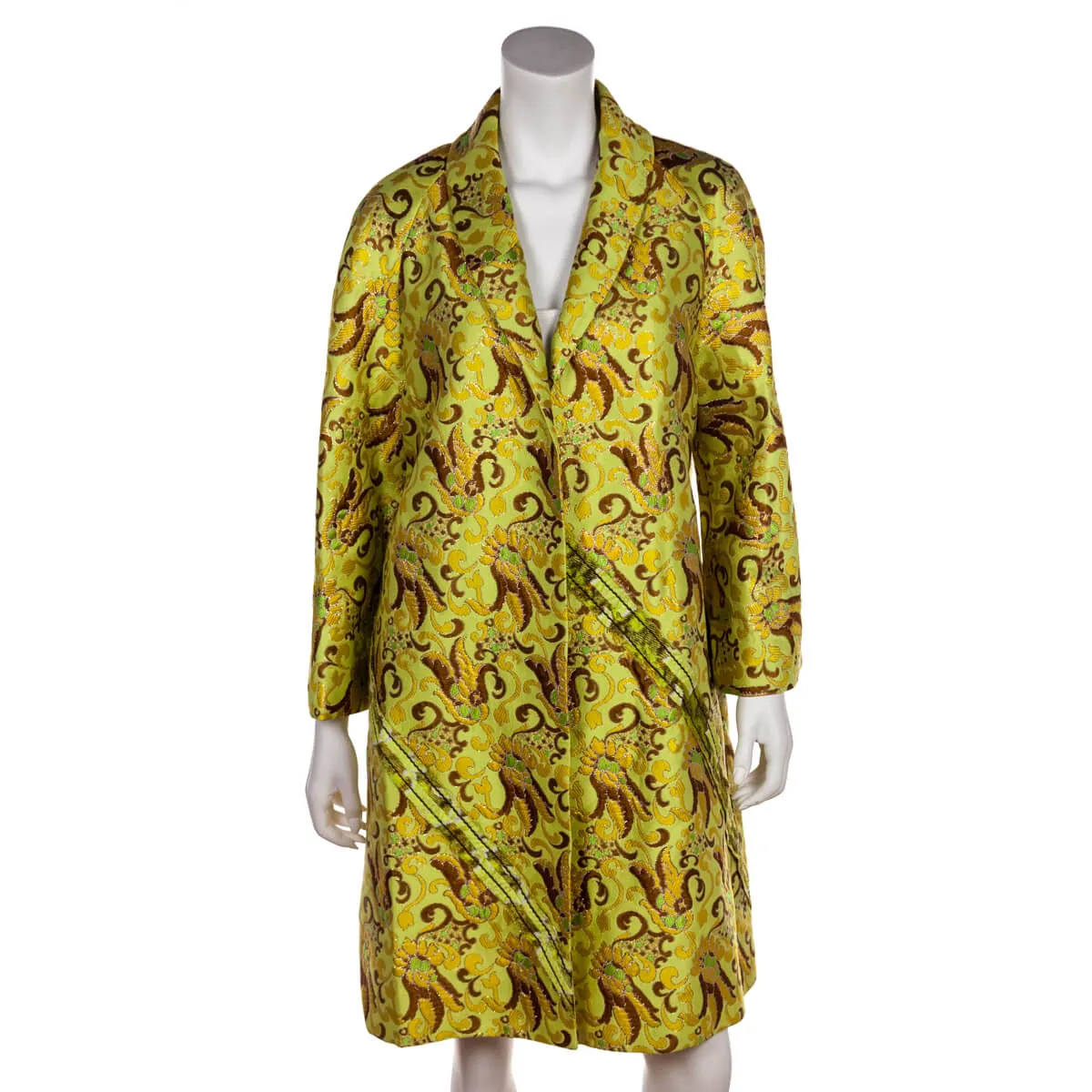 Prada Yellow & Bronze Brocade Coat Size XS | IT 38