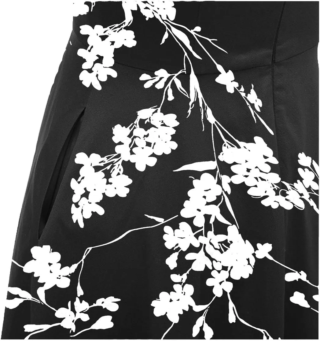 PUKAVT Women's Cocktail Party Dress Cap Sleeve 1950 Retro Swing Dress with Pockets