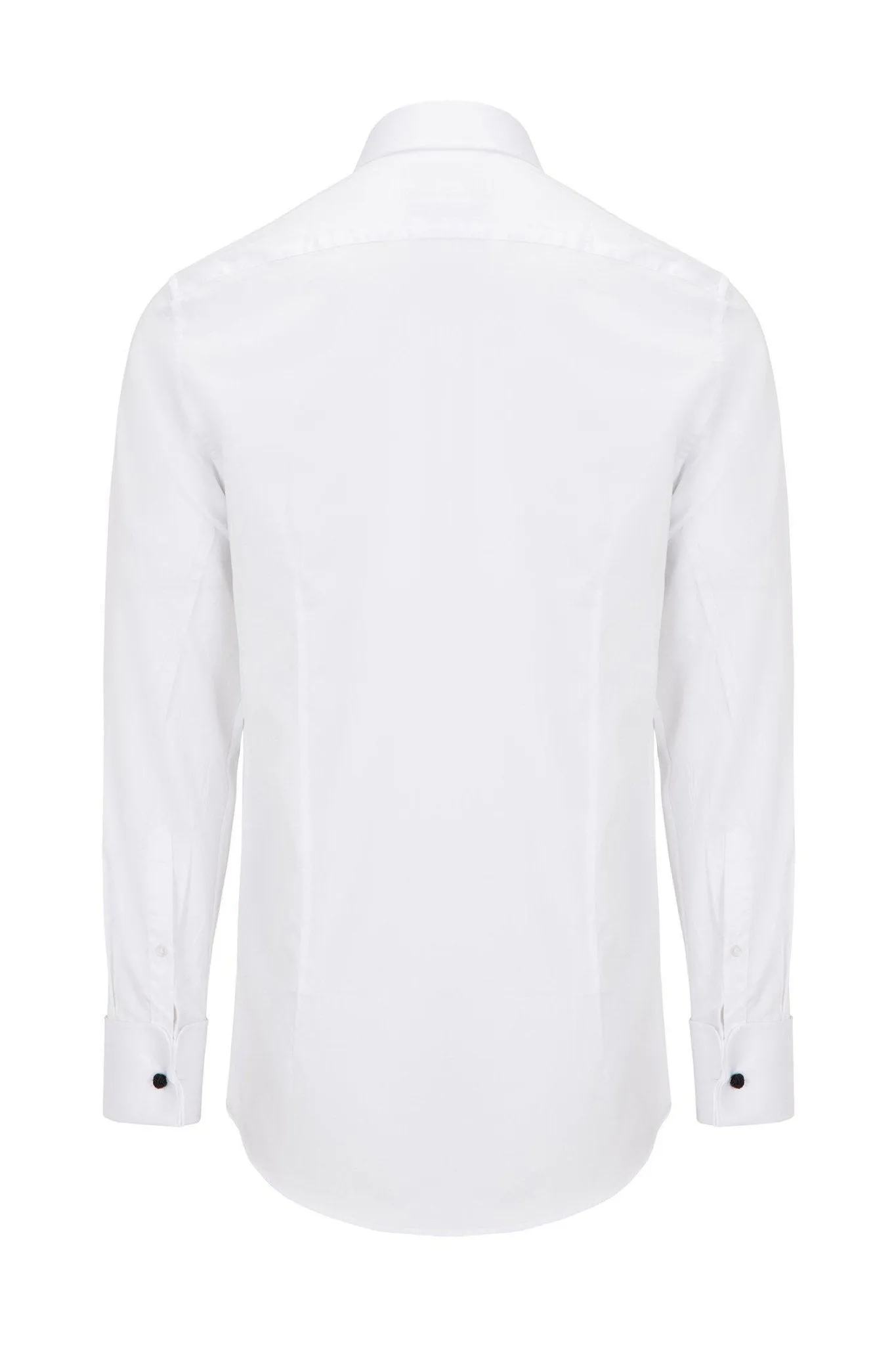 Pure Cotton Classic Collar Stud Button French Cuff Tuxedo Shirt - Optic White