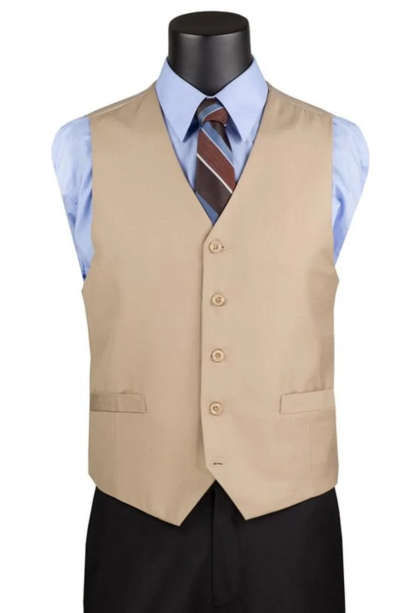 "Beige Essential Suit Vest by Vinci - Stylish Men's Formalwear"