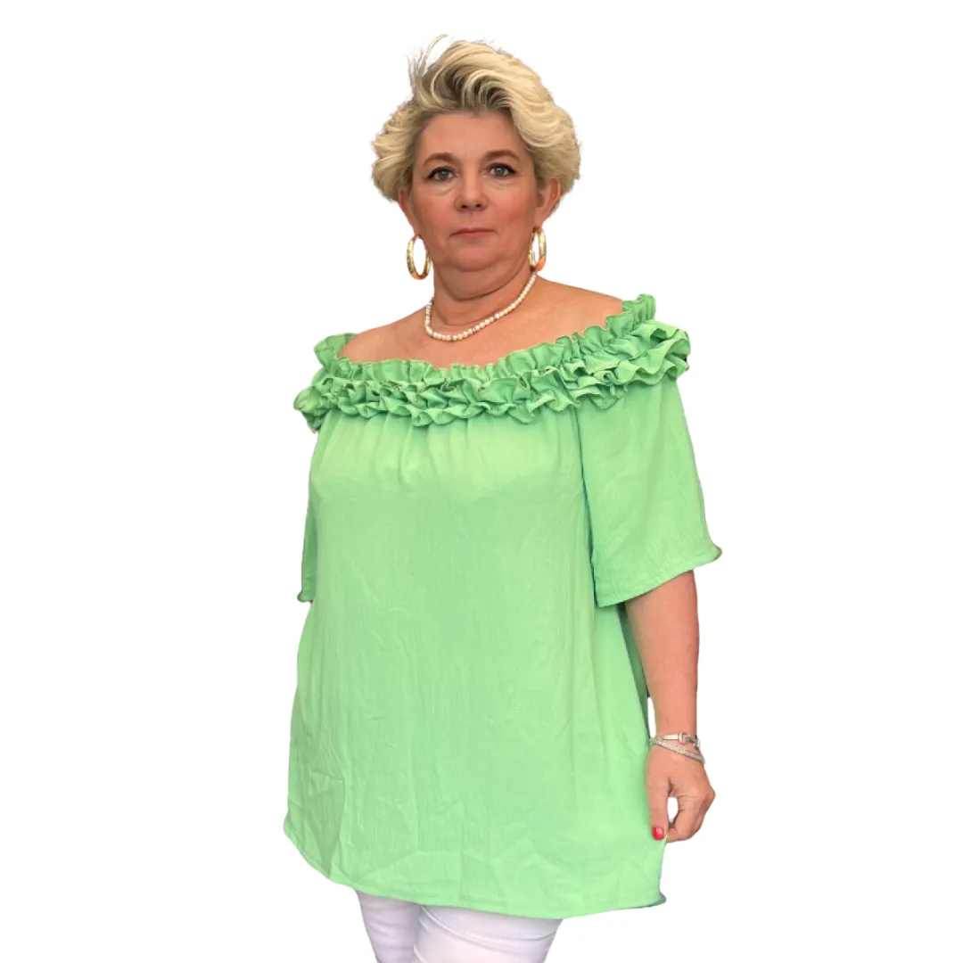 ROCKTHOSECURVES RUFFLED NECKLINE OFF SHOULDER PRETTY TOP / BLOUSE