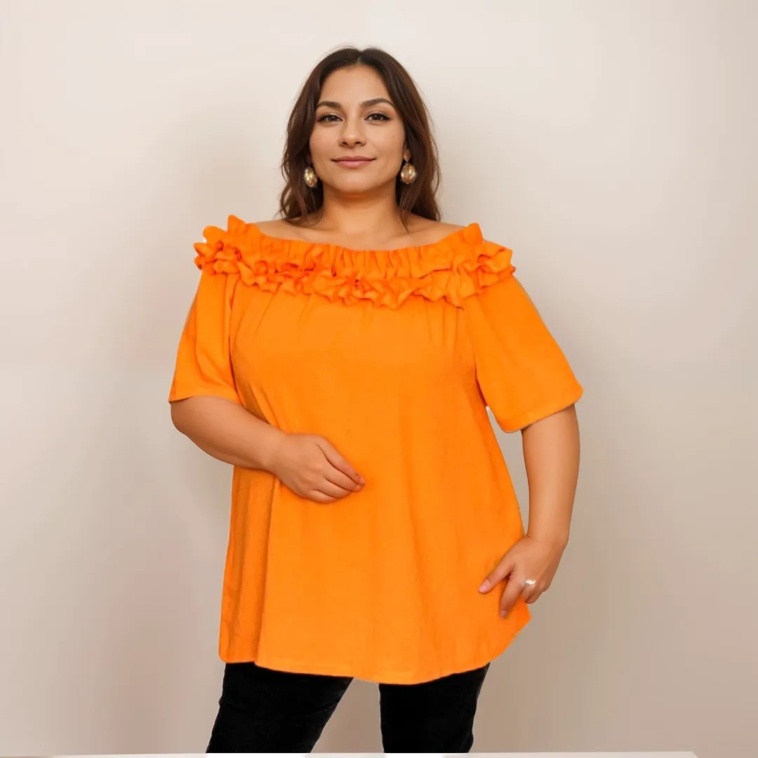 ROCKTHOSECURVES RUFFLED NECKLINE OFF SHOULDER PRETTY TOP / BLOUSE