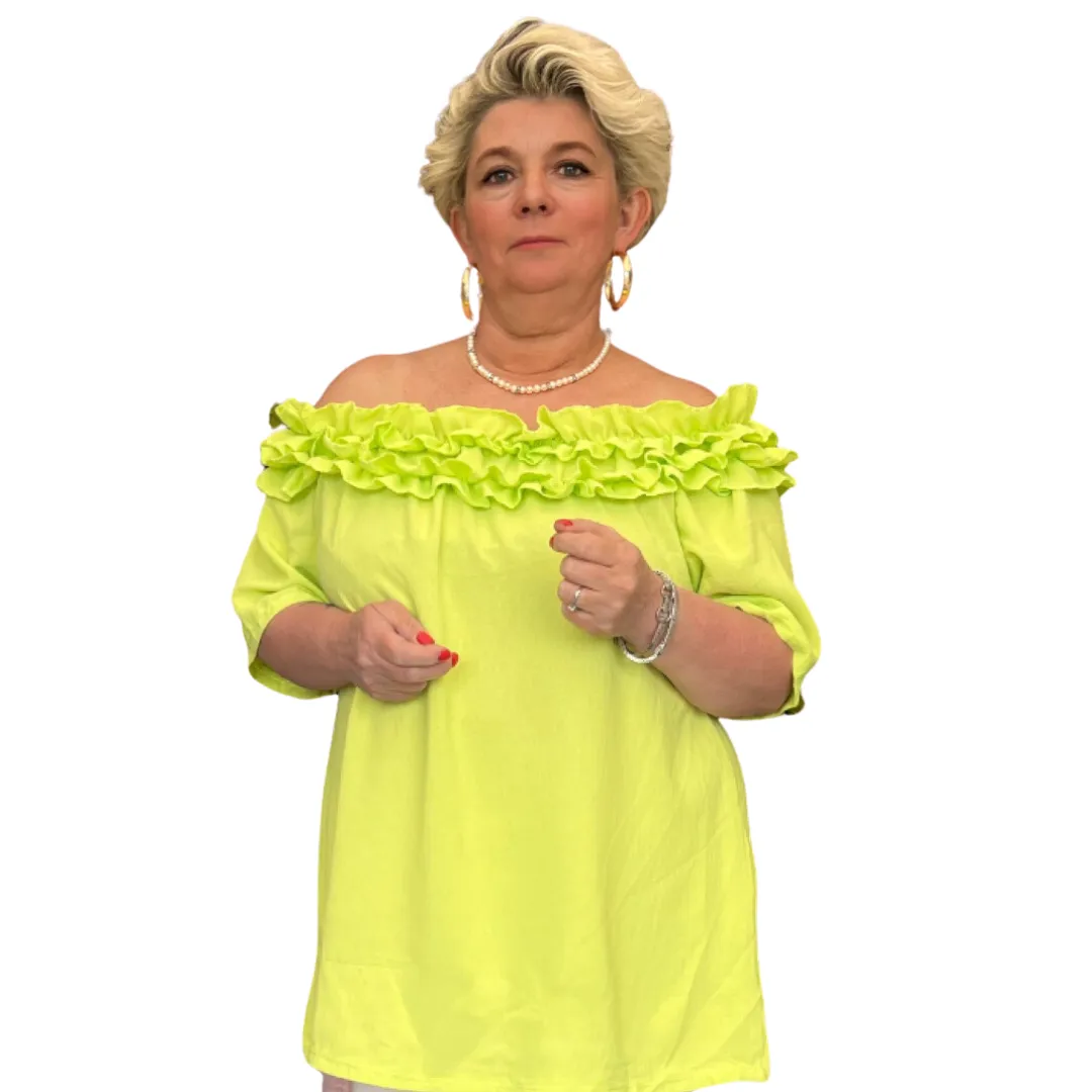 ROCKTHOSECURVES RUFFLED NECKLINE OFF SHOULDER PRETTY TOP / BLOUSE
