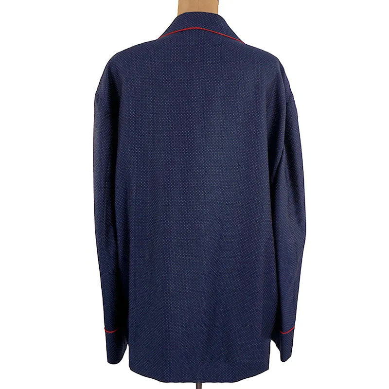 sz 50 NEW $2500 GUCCI Men's Blue WOOL Dots FELINE CAT EMBROIDERY Blazer JACKET
