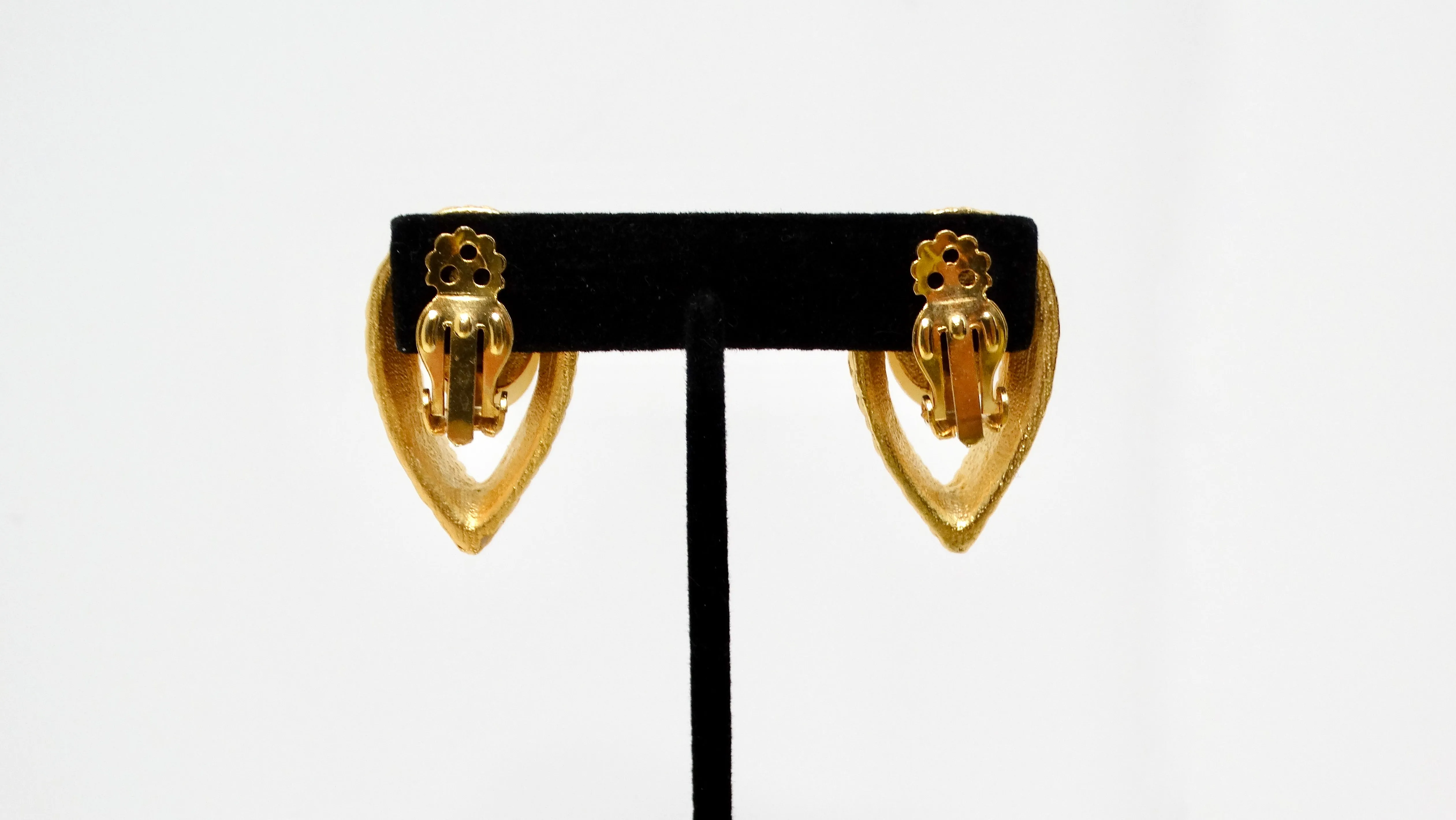 Tear Drop Pearl & Gold-Tone Layered Chain Clip-On Earrings