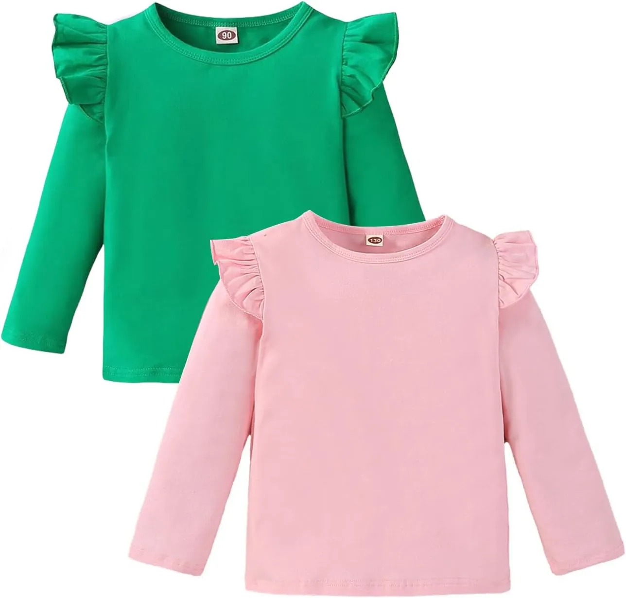 Toddler Baby Girl Skirt Outfit Solid Color Ruffle Long Sleeve Tee Tops Kids Girl Blouse