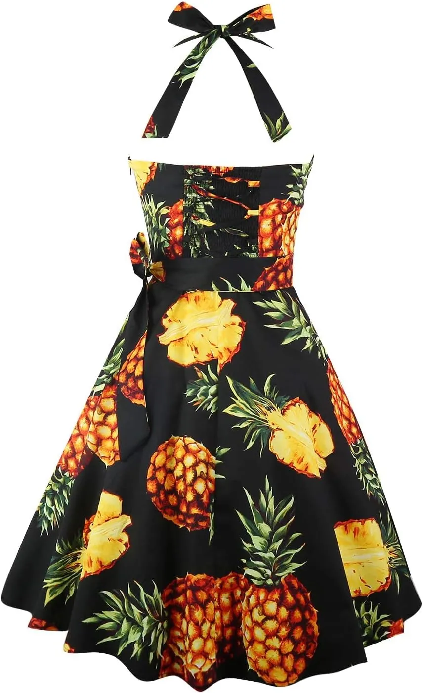 Topdress Women'sVintage Polka Audrey Dress 1950s Halter Retro Cocktail Dress
