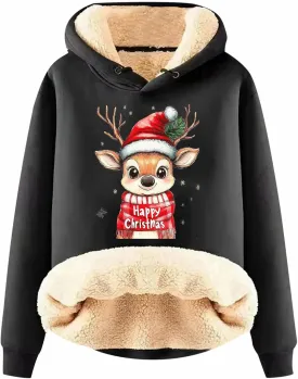 Ugly Christmas Sweatshirts for Women Y2k Pullover Tops Oversized Sweatshirt Loose Fit Drawstring Cute Preppy Hoodie