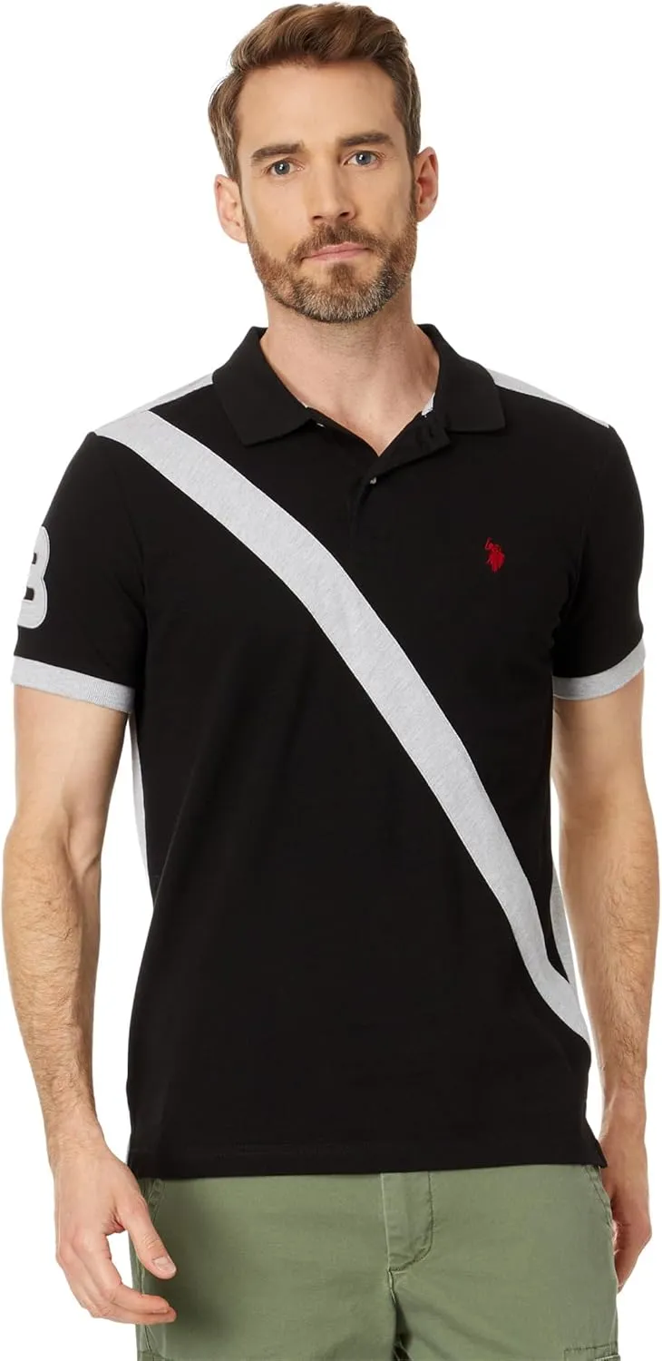U.S. POLO ASSN. Short Sleeve Slim Fit Sash Front Pique Knit Polo Shirt