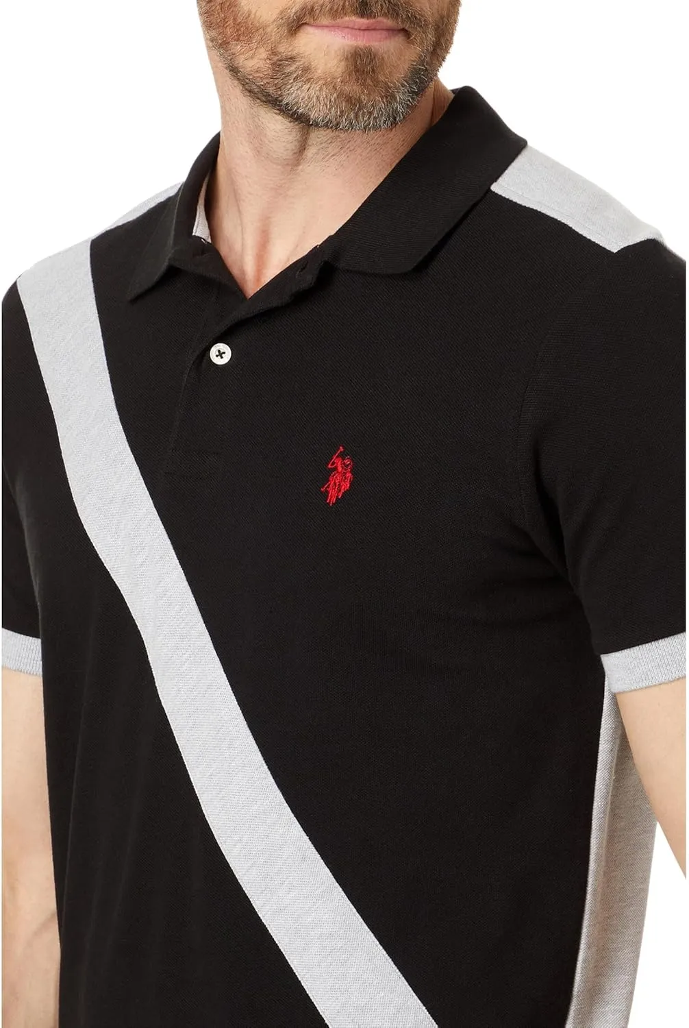 U.S. POLO ASSN. Short Sleeve Slim Fit Sash Front Pique Knit Polo Shirt