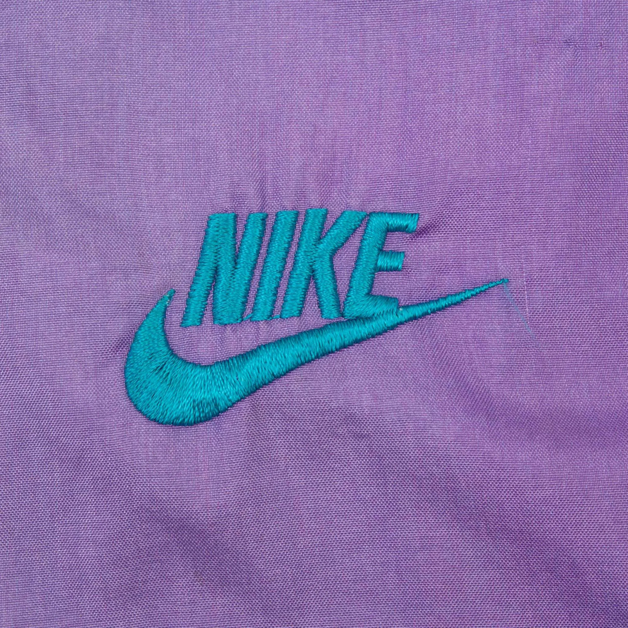 VINTAGE NIKE SWOOSH PURPLE WINDBREAKER JACKET LATE 1980S SIZE MEDIUM