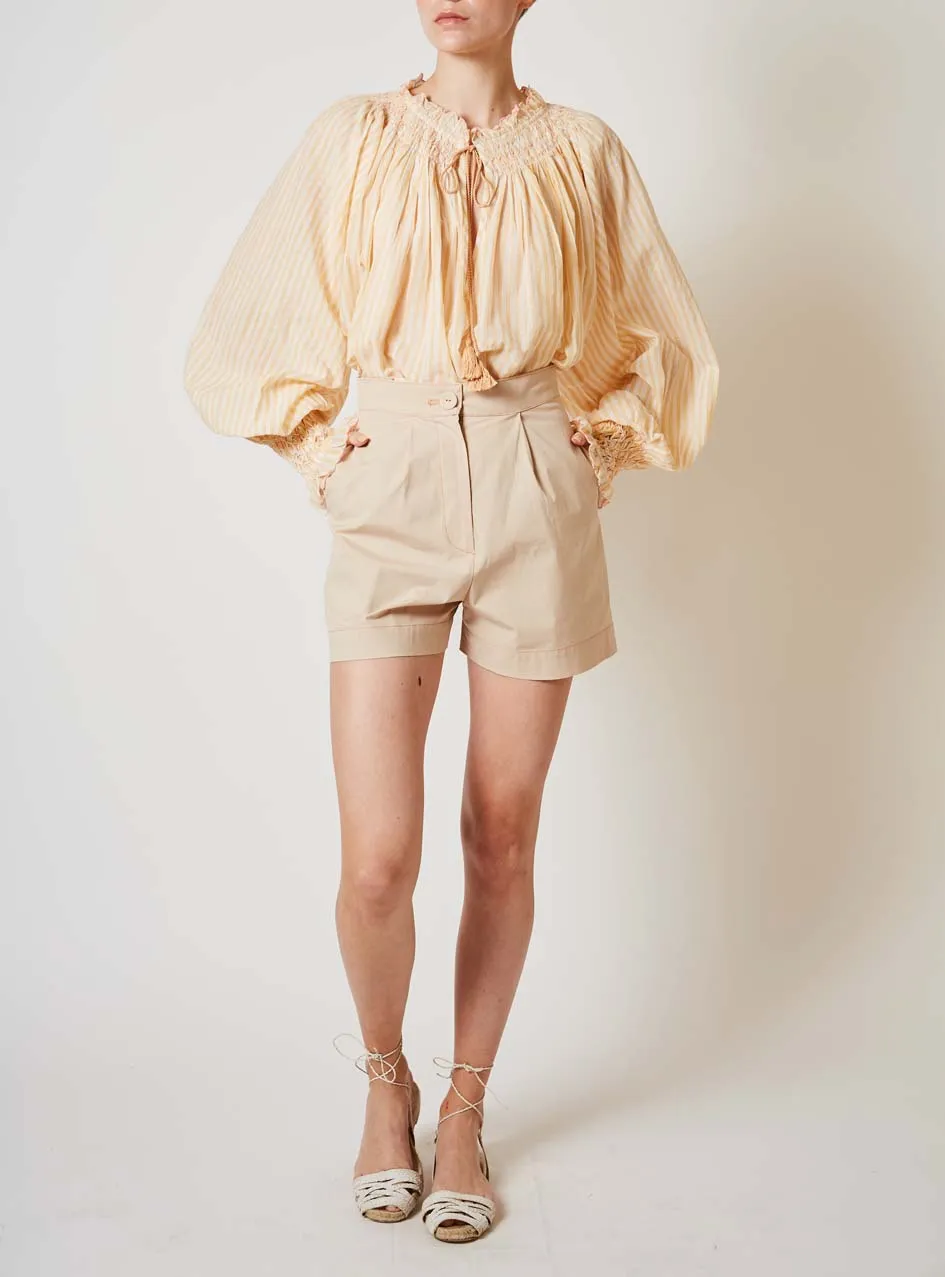 Vladia Faded Woven Stripes - Blouse - Honey on White