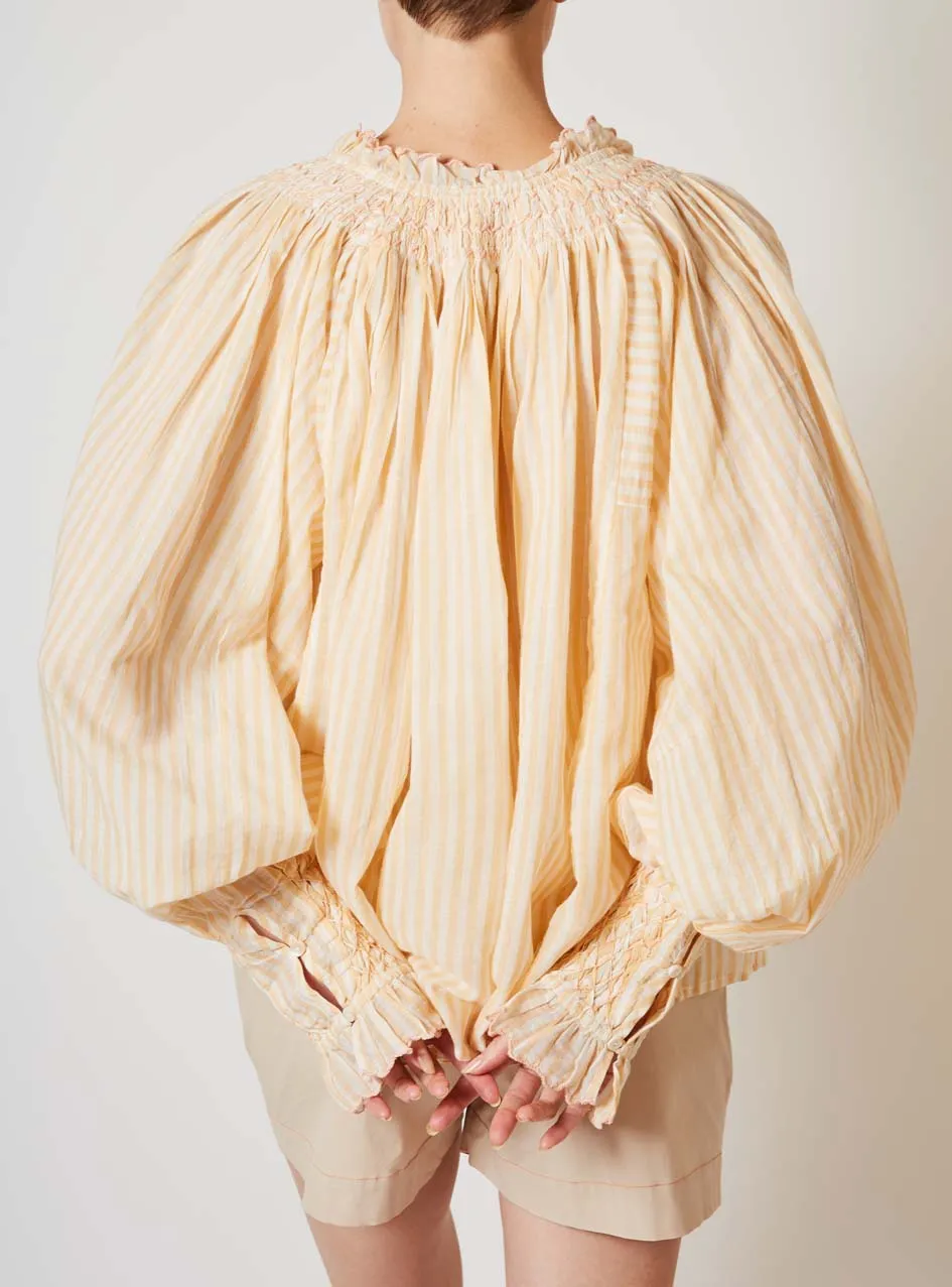 Vladia Faded Woven Stripes - Blouse - Honey on White