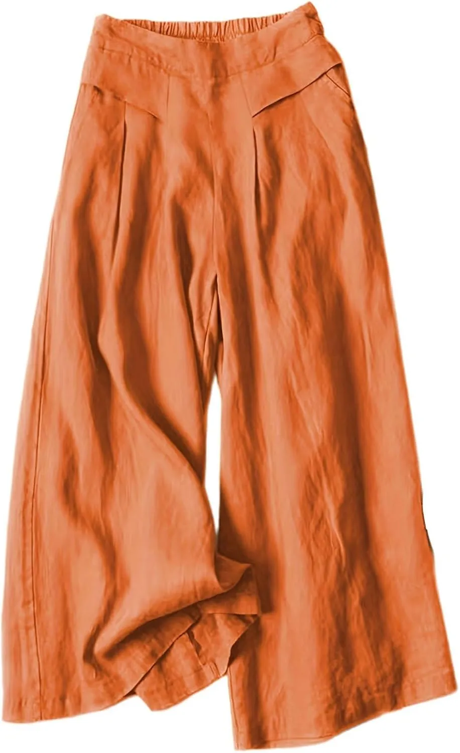 Womens Baggy Wide Leg Palazzo Pants Loose Elastic Waist Linen Pants Palazzo Lounge Trousers