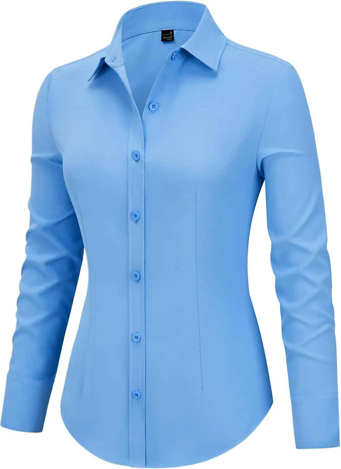 Women's Button Down Shirts Collared Fitted Dress Shirts Long Sleeve Wrinkle Free Blouse Formal Office Work Tunic Tops