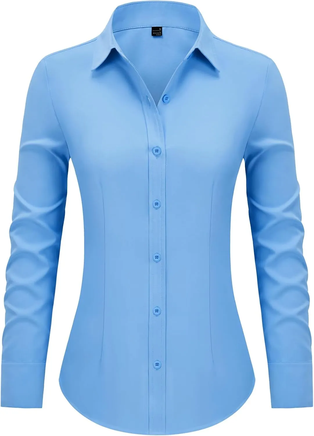 Women's Button Down Shirts Collared Fitted Dress Shirts Long Sleeve Wrinkle Free Blouse Formal Office Work Tunic Tops
