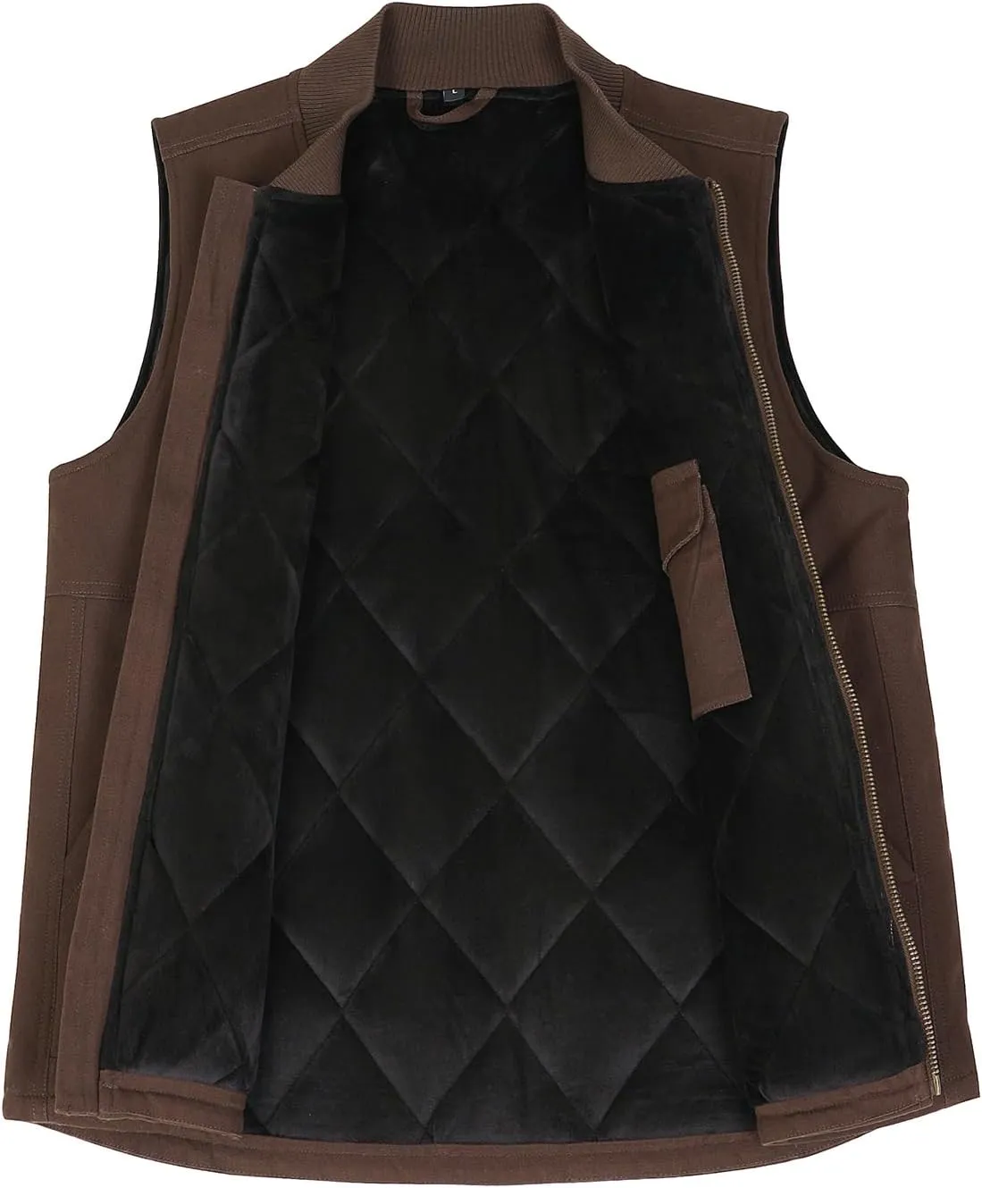 ZENTHACE Men's Arctic Quilted Lined Duck Vest Washed Full Zip Up Utility Rugged Canvas Work Vest Jacket