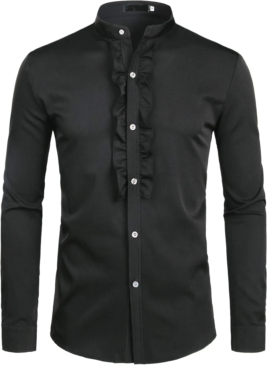 ZEROYAA Mens Slim Fit Long Sleeve Tuxedo Dress Shirts/Prom Performing Shirts