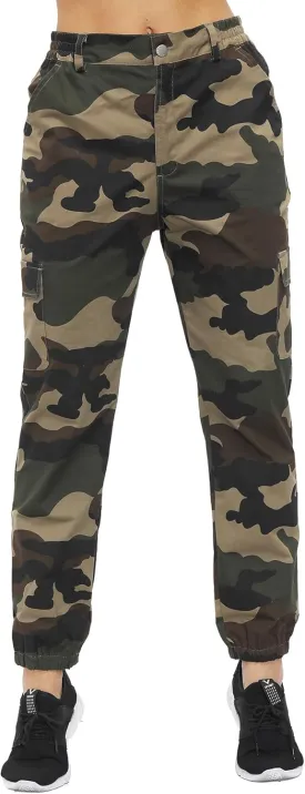 ZODLLS Women's Camo Pants Cargo Trousers Cool Camouflage Pants Elastic Waist Casual Multi Jogger Pants with Pocket
